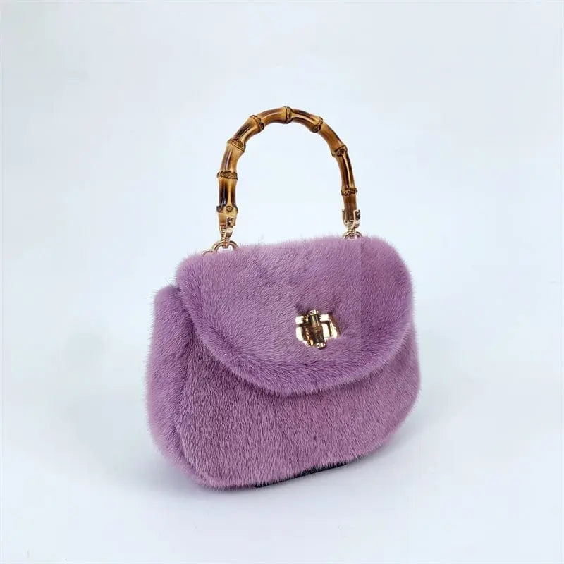 Mink Fur Bamboo Knot Bag - Uniquely You Online