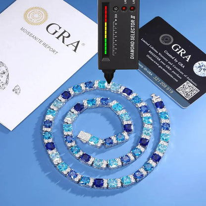 CZ/Moissanite Blue and White Gradient Tennis Chain - Uniquely You Online