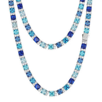 CZ/Moissanite Blue and White Gradient Tennis Chain - Uniquely You Online