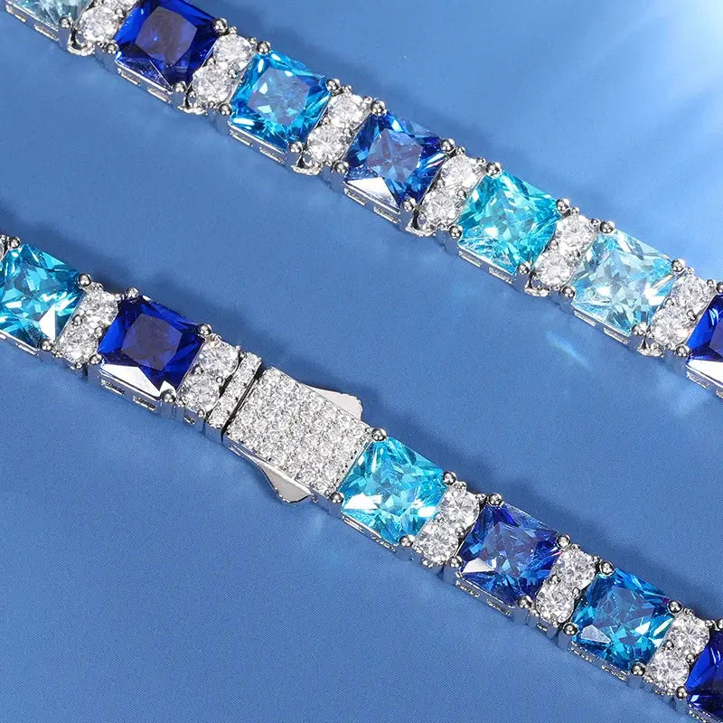 CZ/Moissanite Blue and White Gradient Tennis Chain - Uniquely You Online