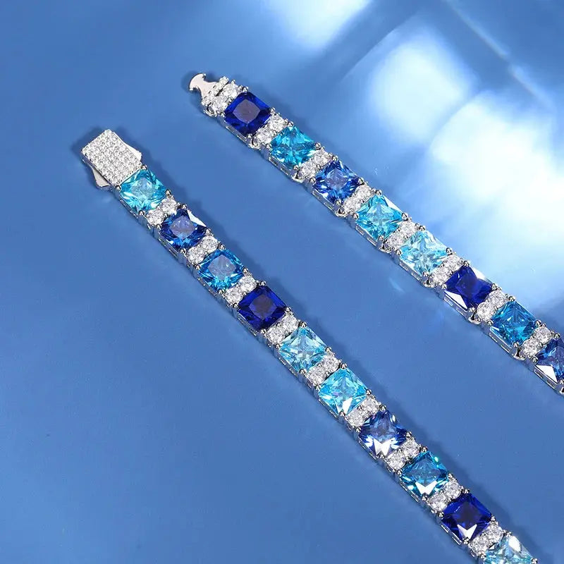 CZ/Moissanite Blue and White Gradient Tennis Chain - Uniquely You Online