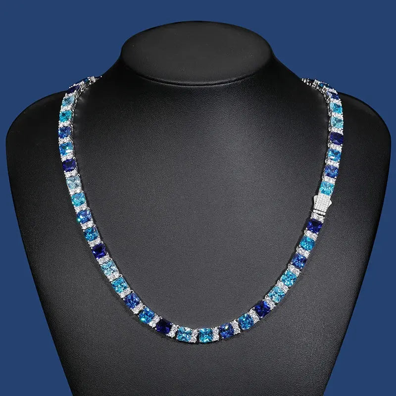 CZ/Moissanite Blue and White Gradient Tennis Chain - Uniquely You Online