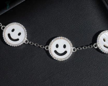 Moissanite White Shell Smiley Face Tennis Necklace and Bracelet  Uniquely You Online 