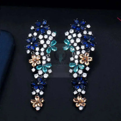 Multicolor Blue Drop Flower Earrings - Uniquely You Online