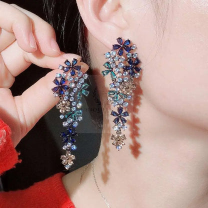 Multicolor Blue Drop Flower Earrings - Uniquely You Online