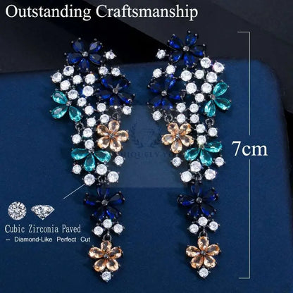 Multicolor Blue Drop Flower Earrings - Uniquely You Online