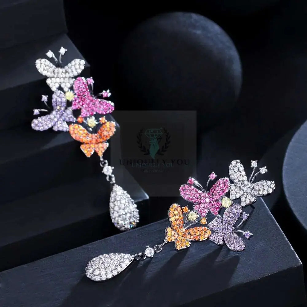 Multicolor Butterfly Ball Drop Earrings - Uniquely You Online