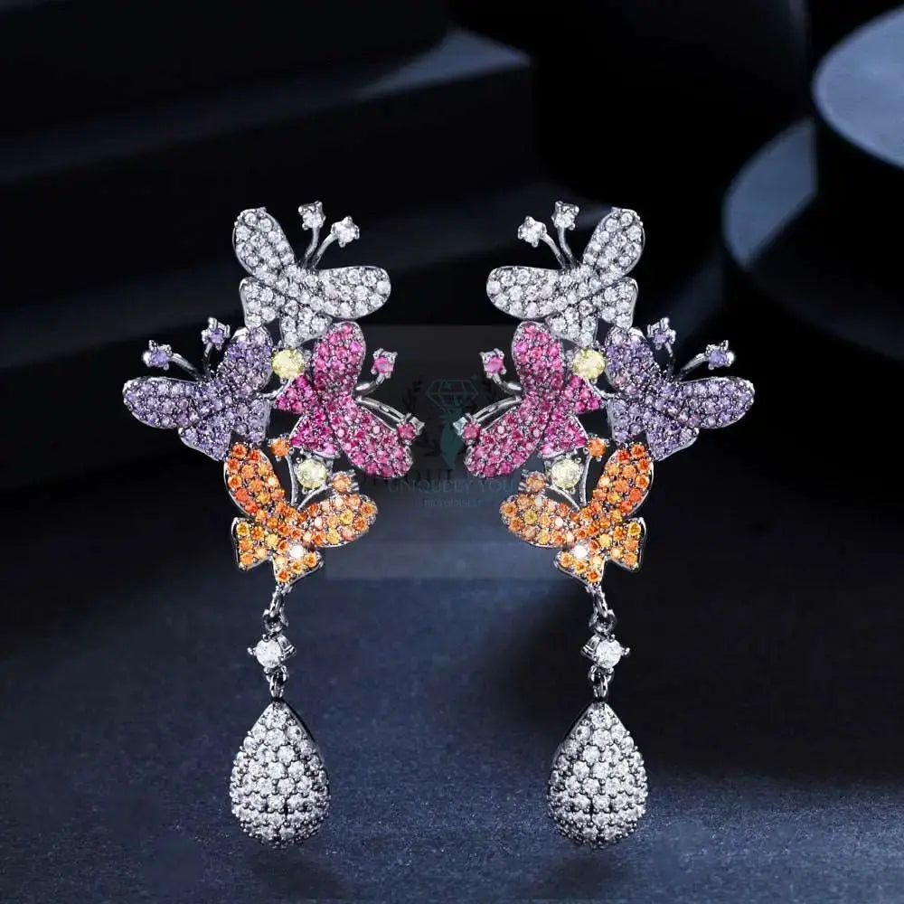 Multicolor Butterfly Ball Drop Earrings - Uniquely You Online