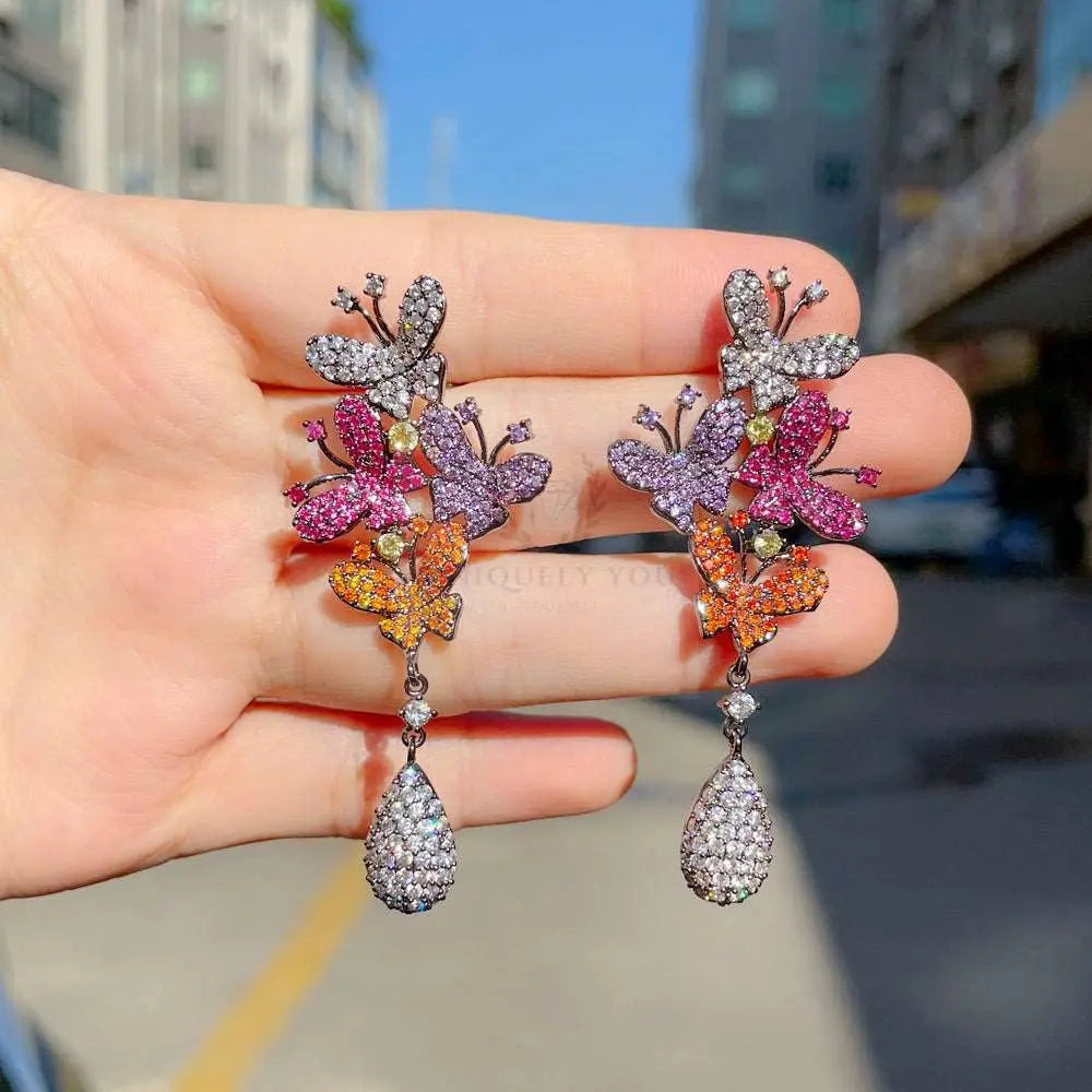 Multicolor Butterfly Ball Drop Earrings - Uniquely You Online