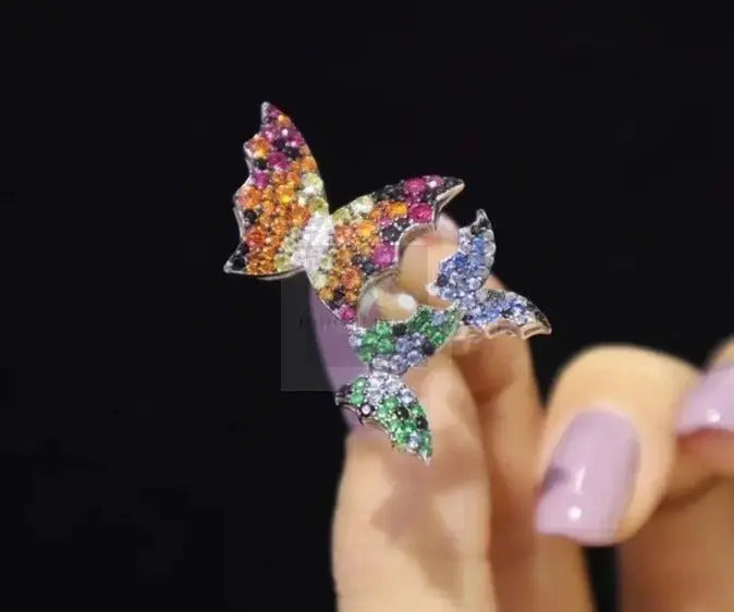 Multicolor Butterfly Moissanite Ring - Uniquely You Online