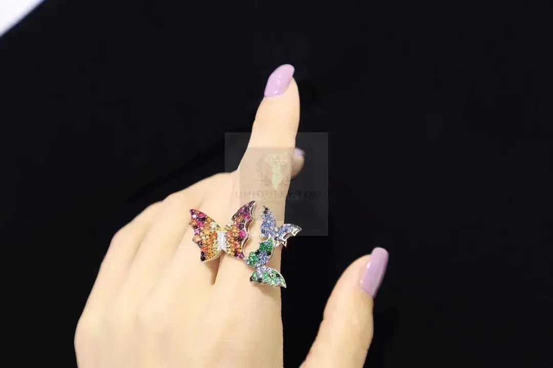 Multicolor Butterfly Moissanite Ring - Uniquely You Online