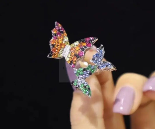 Multicolor Butterfly Moissanite Ring - Uniquely You Online