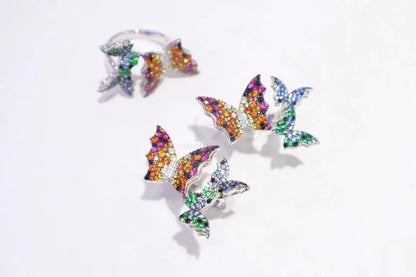 Multicolor Butterfly Moissanite Ring