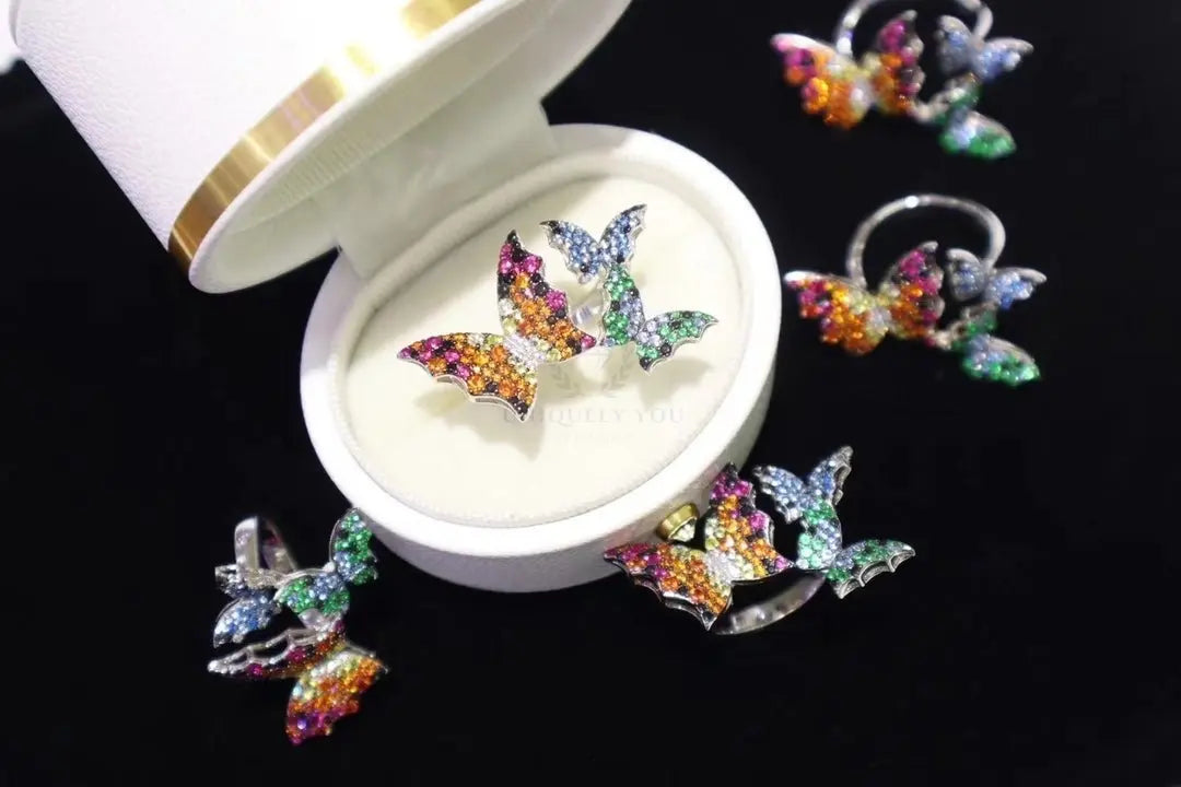 Multicolor Butterfly Moissanite Ring - Uniquely You Online