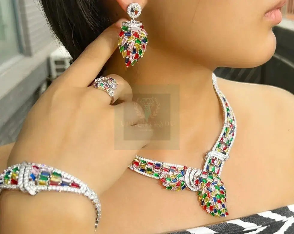 Multicolor Feather Jewelry Set - Uniquely You Online