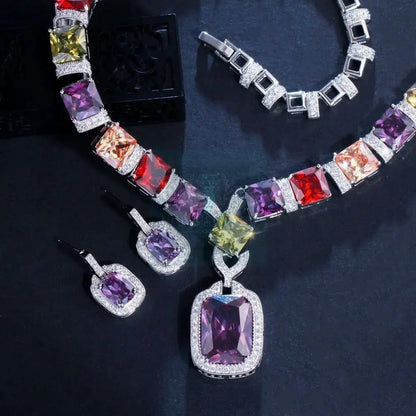 Multicolor Heart Baguette Jewelry Set - Uniquely You Online