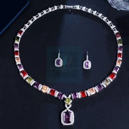 Multicolor Heart Baguette Jewelry Set - Uniquely You Online