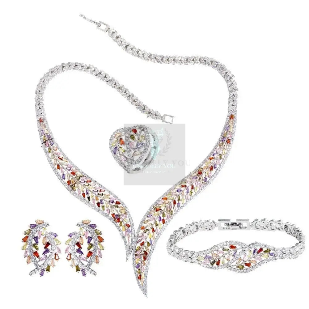 Multicolor Leaf Shape Jewelry Set - Uniquely You Online