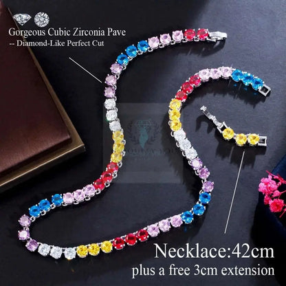 Mystic Rainbow CZ Tennis Necklace - Uniquely You Online