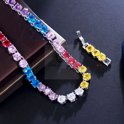 Mystic Rainbow CZ Tennis Necklace - Uniquely You Online