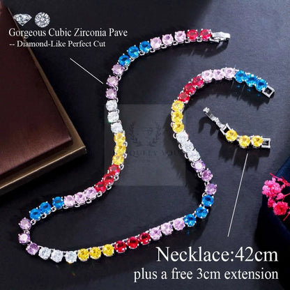 Mystic Rainbow CZ Tennis Necklace - Uniquely You Online