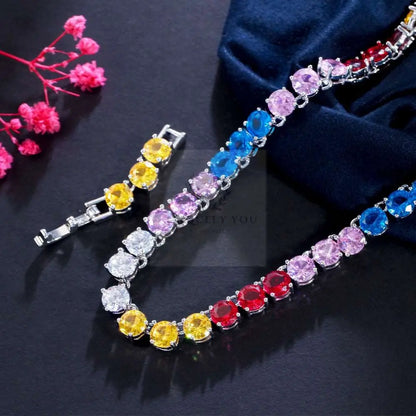 Mystic Rainbow CZ Tennis Necklace - Uniquely You Online