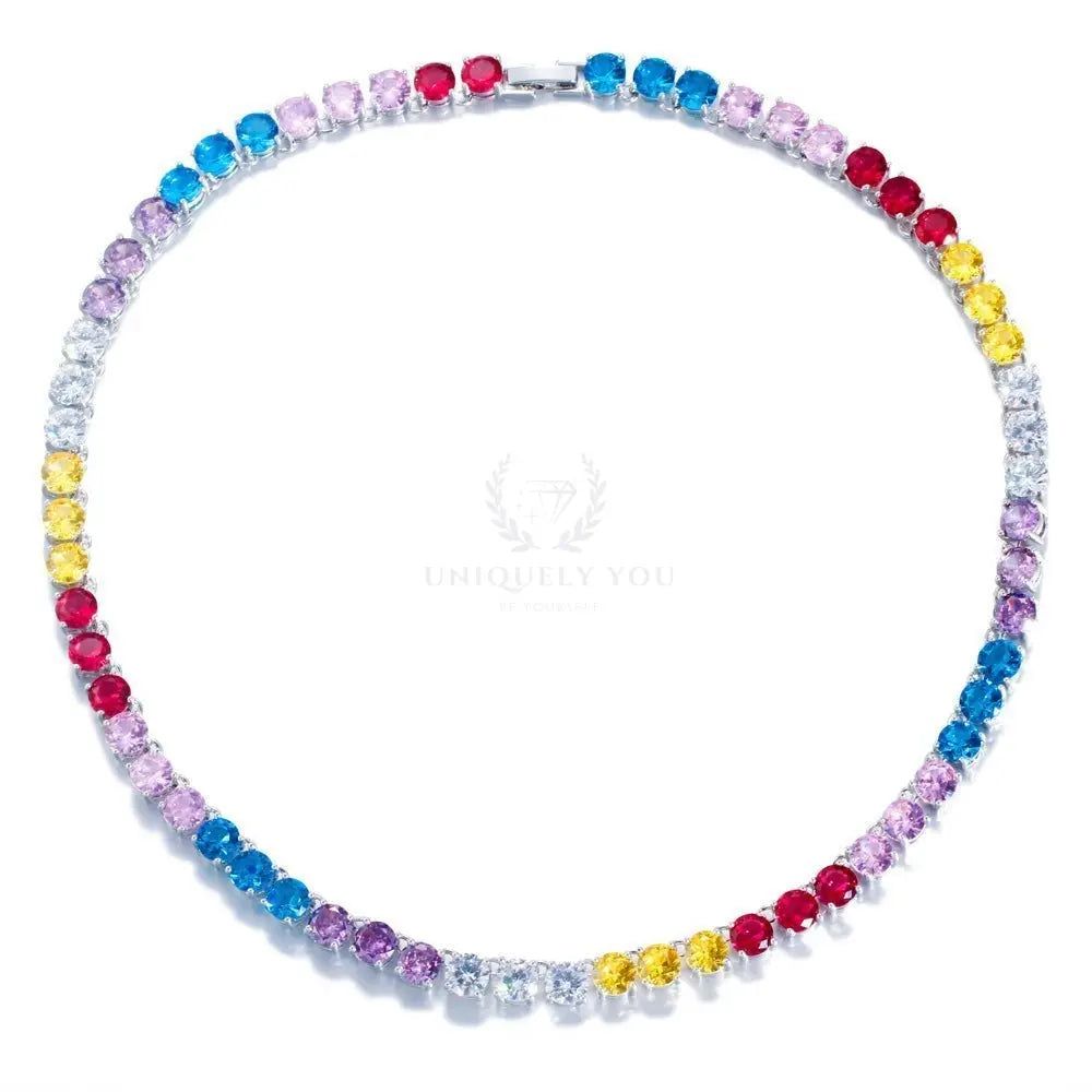 Mystic Rainbow CZ Tennis Necklace - Uniquely You Online