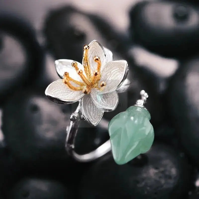 Natural Aventurine Flower Ring - Uniquely You Online