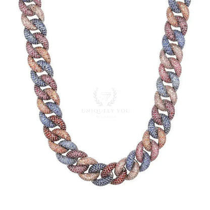 Natural Sapphire and Ruby Cuban Link Chain - Uniquely You Online