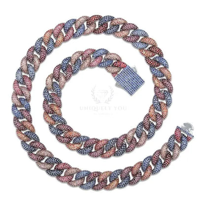 Natural Sapphire and Ruby Cuban Link Chain - Uniquely You Online