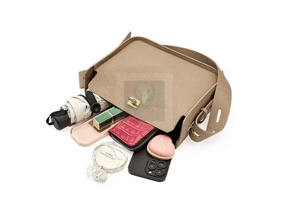 Notched Leather Handbag - Uniquely You Online