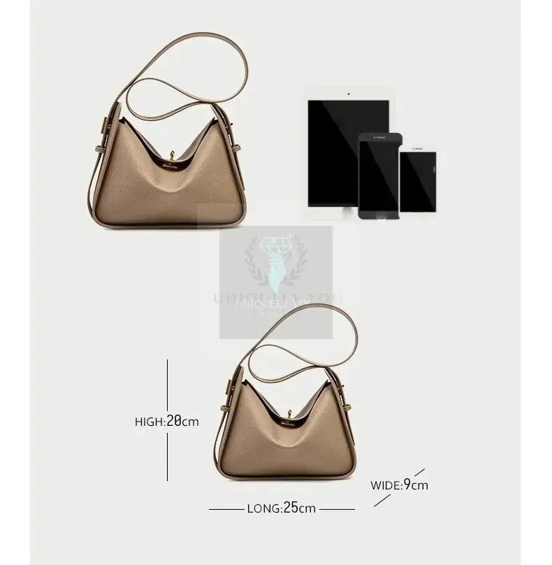 Notched Leather Handbag - Uniquely You Online