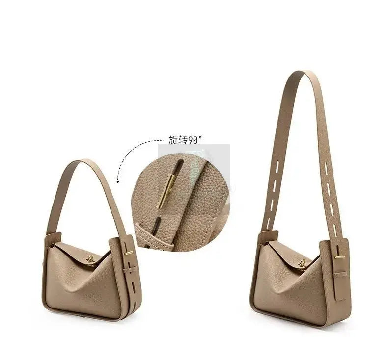 Notched Leather Handbag - Uniquely You Online