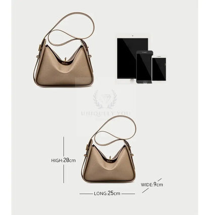 Notched Leather Handbag - Uniquely You Online