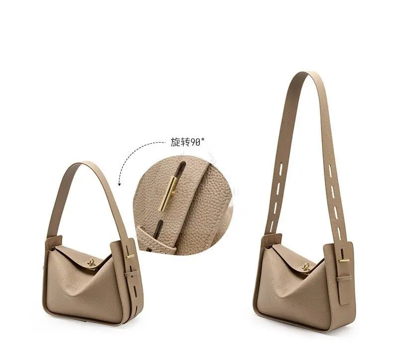 Notched Leather Handbag - Uniquely You Online