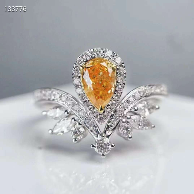 0.42ct Pear Cut Orange Crown Ring