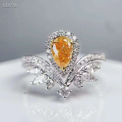 0.42ct Pear Cut Orange Crown Ring