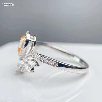 0.42ct Pear Cut Orange Crown Ring