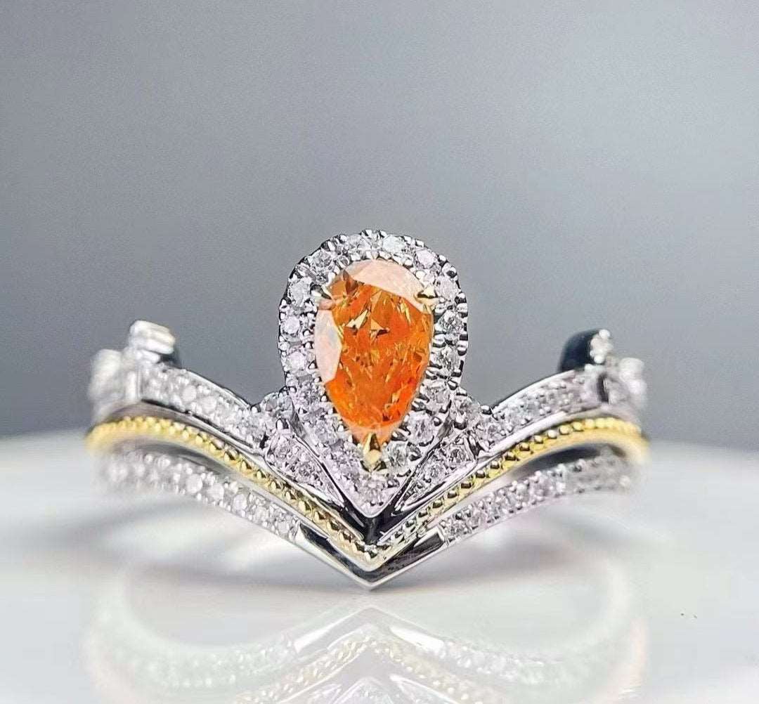 0.3ct Orange Princess Crown Ring