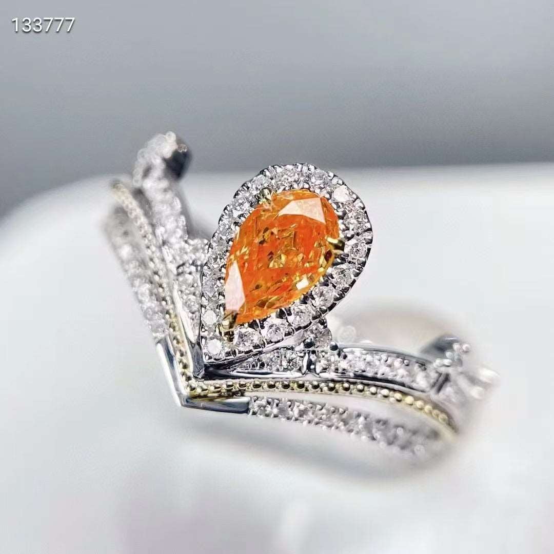 0.3ct Orange Princess Crown Ring