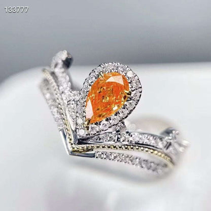 0.3ct Orange Princess Crown Ring