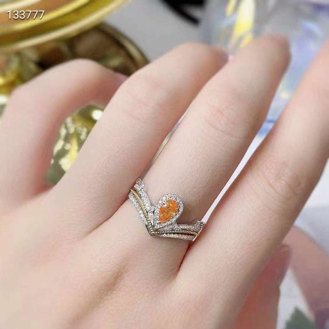 0.3ct Orange Princess Crown Ring