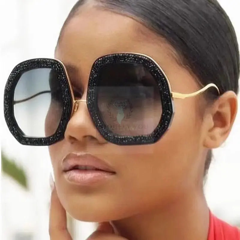 Oversized Crystal Polygon Sunglasses - Uniquely You Online