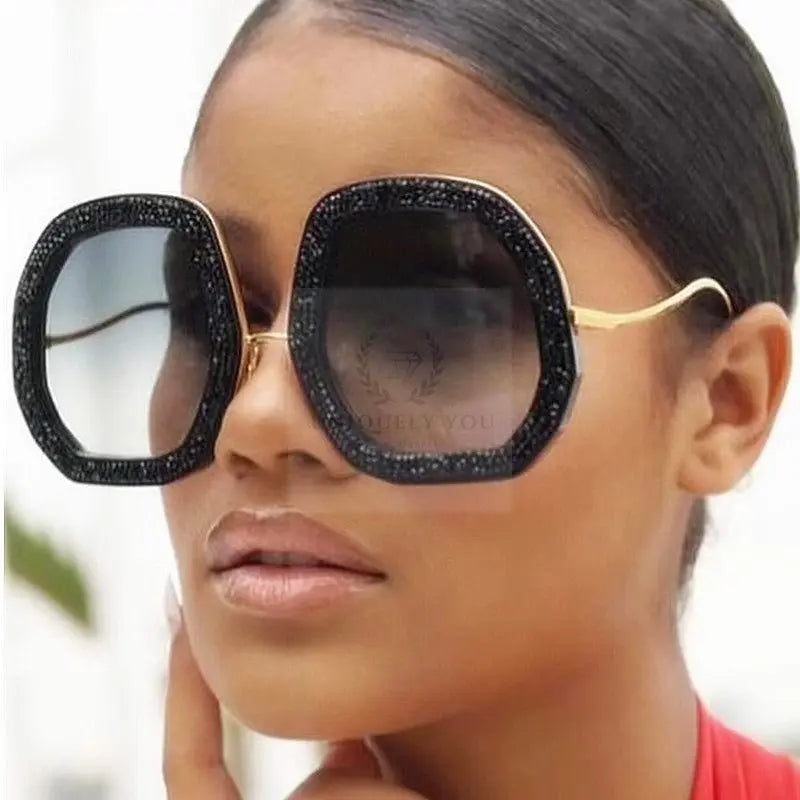 Oversized Crystal Polygon Sunglasses - Uniquely You Online