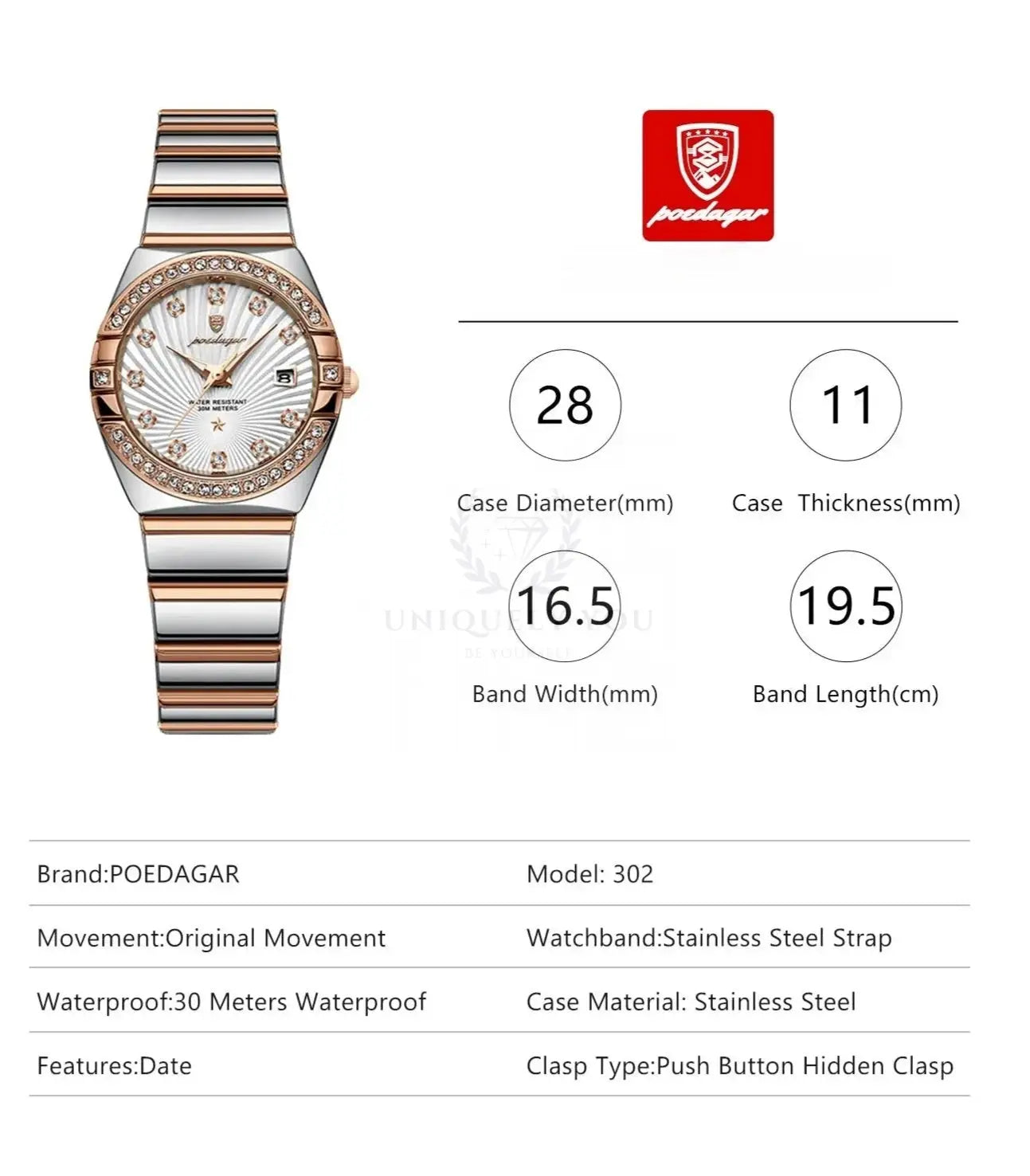 POEDAGAR 302 Quartz Watch  Uniquely You Online