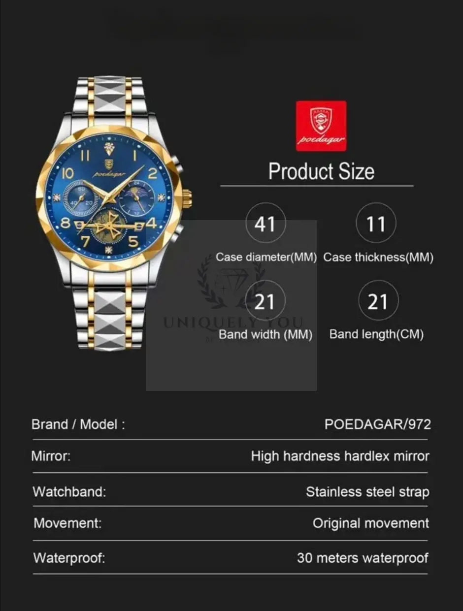 POEDAGAR 972 Chronograph Watch  Uniquely You Online