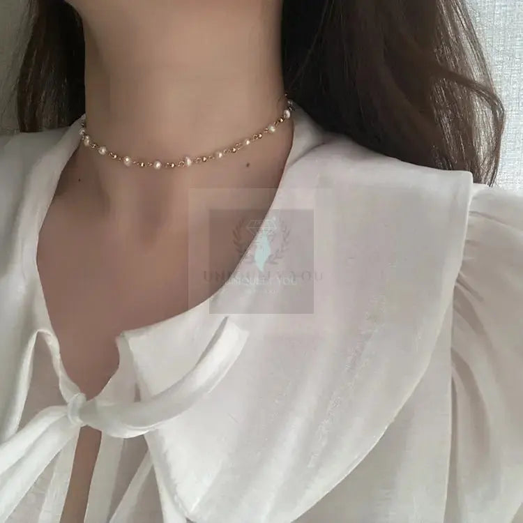 Paperclip and Pearl Necklace and Bracelet - Uniquely You Online