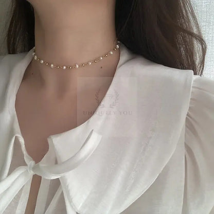 Paperclip and Pearl Necklace and Bracelet - Uniquely You Online