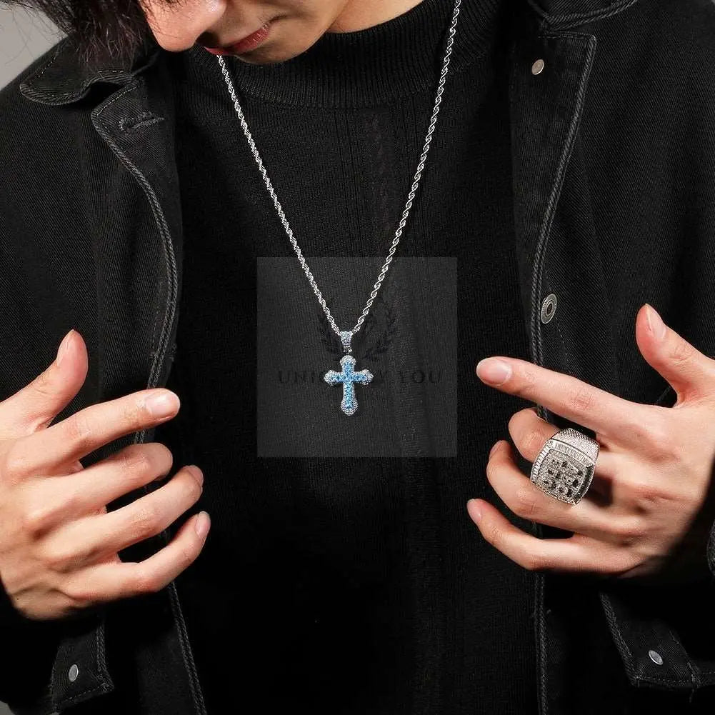 Pave Cross Pendant with Rope Chain - Uniquely You Online