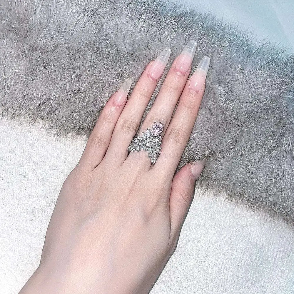 Pear-shaped Feather Crown Ring - Uniquely You Online